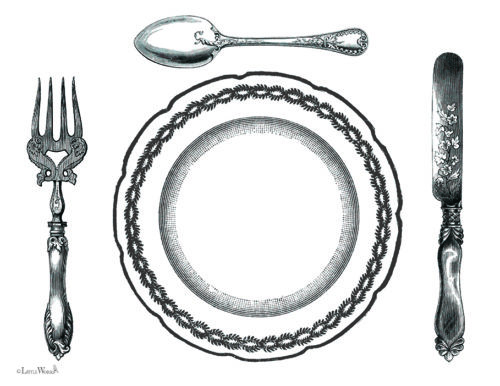 PM14 - A Pack of 12 Cutlery and Plate Place Mats